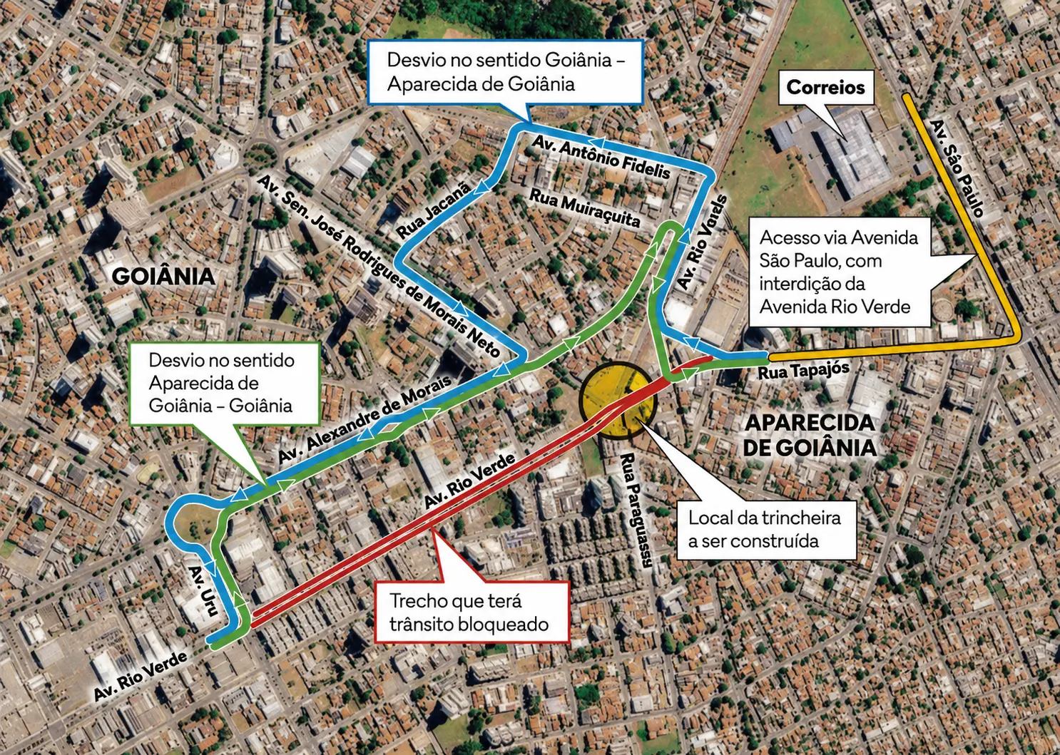 Obras do BRT Norte-Sul interditam trechos da Avenida Rio Verde — imagem secundária